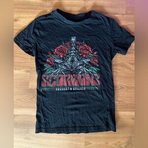 Black Graphic Band Tee - Red Rose Scorpions 🦂